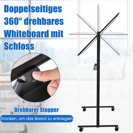 Adjustable Double-Sided Magnetic Whiteboard 120x80 cm