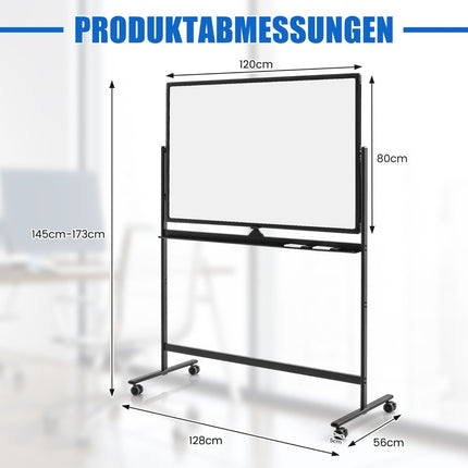Adjustable Double-Sided Magnetic Whiteboard 120x80 cm