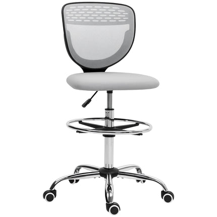 Adjustable Drafting Chair with Footrest, Mesh Back, Grey