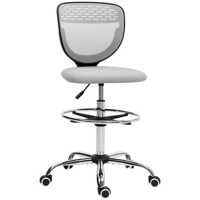 Adjustable Drafting Chair with Footrest, Mesh Back, Grey
