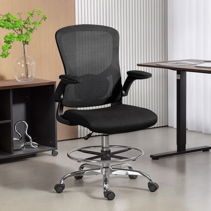 Adjustable Drafting Chair with Lumbar Support – Black