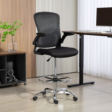 Adjustable Drafting Chair with Lumbar Support – Black