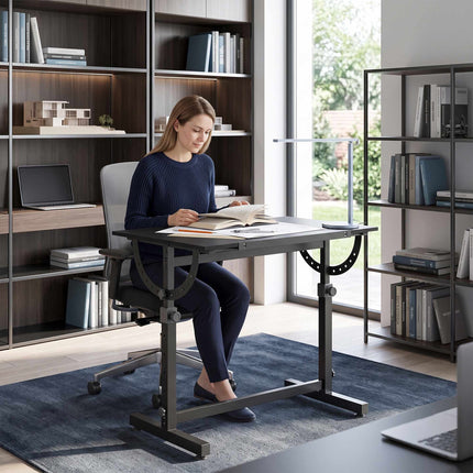 Adjustable Drawing Table with Tilt, Black, 90x60 cm
