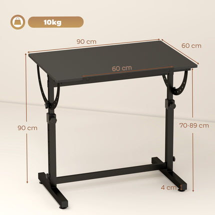 Adjustable Drawing Table with Tilt, Black, 90x60 cm