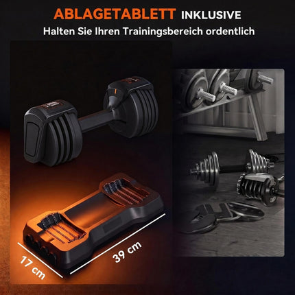 Adjustable Dumbbell Set, 11 kg with Quick-Change Mechanism