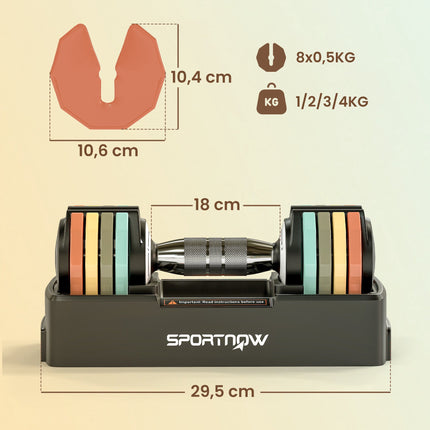 Adjustable Dumbbell Set 1-5 kg with Quick-Select Handle