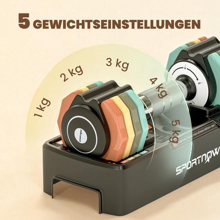 Adjustable Dumbbell Set 1-5 kg with Quick-Select Handle