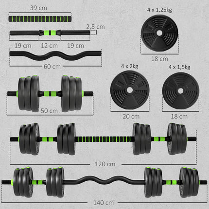 Adjustable Dumbbell Set 20KG – 3-in-1 Home Gym Equipment