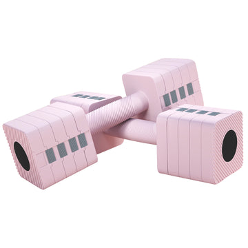 Adjustable Dumbbell Set, 2 x 5kg, Non-Slip Grip, Pink