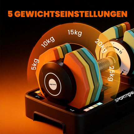 Adjustable Dumbbell Set, 5-25 kg, Non-Slip Grip