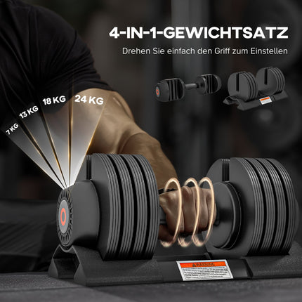Adjustable Dumbbell Set – 7 to 24 kg, Non-Slip Grip