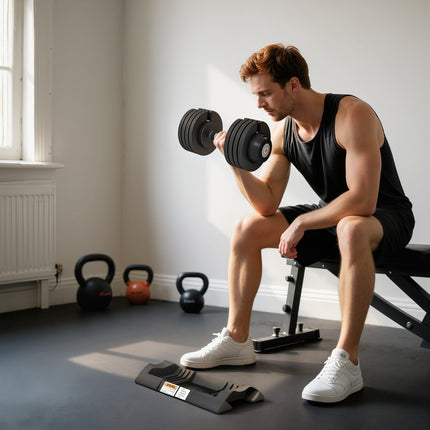 Adjustable Dumbbell Set – 7 to 24 kg, Non-Slip Grip