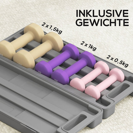 Adjustable Dumbbell Set with Case, 6 Pairs: 0.5kg to 1.5kg