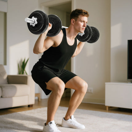 Adjustable Dumbbell and Barbell Set, 20KG, Non-Slip Grip
