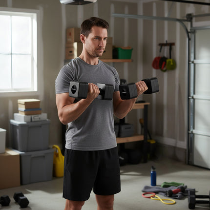 Adjustable Dumbbells 2 x 5 kg – Quick Weight Change, Non-Slip