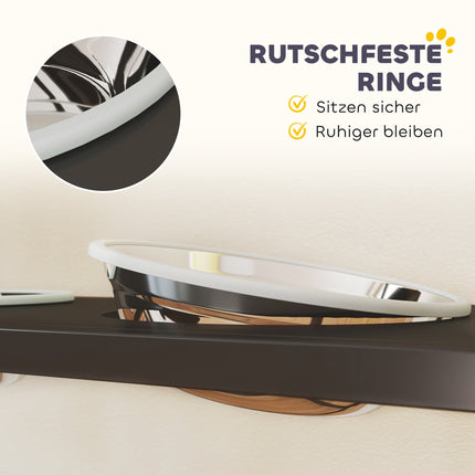 Adjustable Elevated Dog Bowl Stand with Storage, 2x800ml