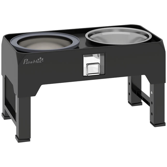 Adjustable Elevated Dog Bowl with 2 Stainless Steel Bowls