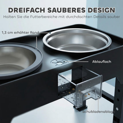Adjustable Elevated Dog Bowl with 2 Stainless Steel Bowls