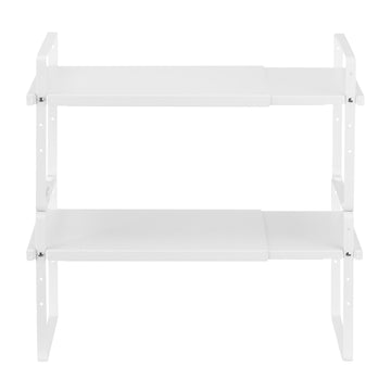 Adjustable Expandable 2-Tier Cabinet Shelf Organizer, White