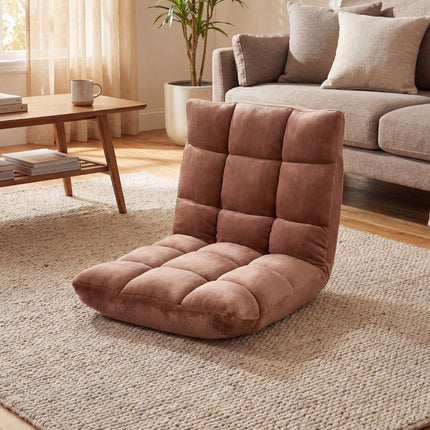 Adjustable Floor Chair, 14-Position, Flannel, Beige