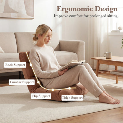 Adjustable Floor Chair, 14-Position, Flannel, Beige