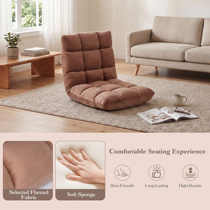 Adjustable Floor Chair, 14-Position, Flannel, Beige