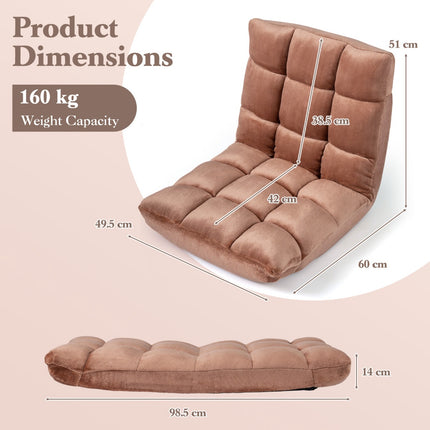 Adjustable Floor Chair, 14-Position, Flannel, Beige