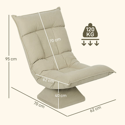 Adjustable Floor Chair, 360° Swivel, Beige, Steel Frame