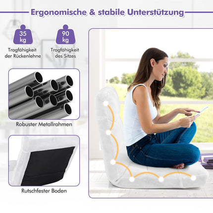 Adjustable Floor Chair, Foldable, 14 Positions, White