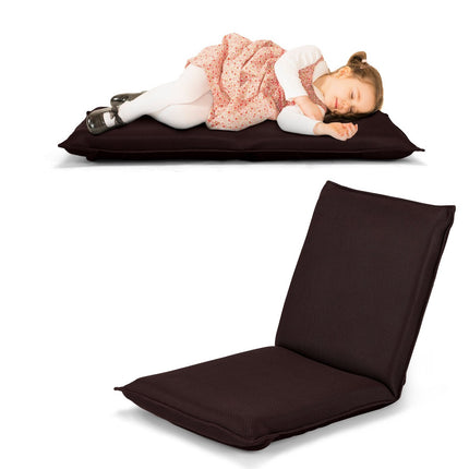 Adjustable Floor Chair with 6-Position Backrest, Coffee Fabric