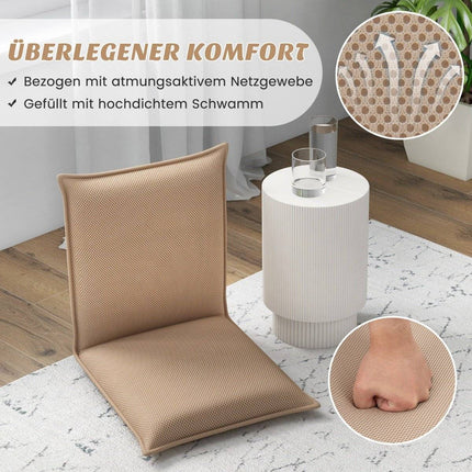 Adjustable Floor Chair with 6-Position Recline, Beige