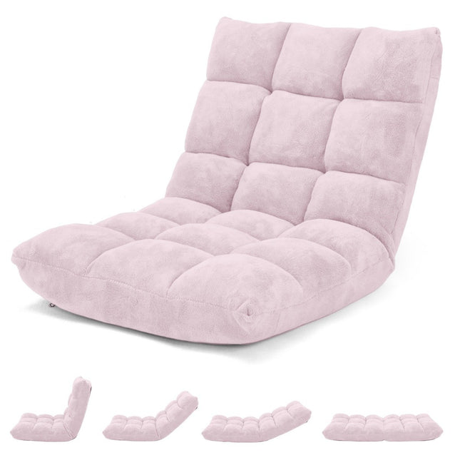 Adjustable Floor Chair with Coral Velvet Cushion