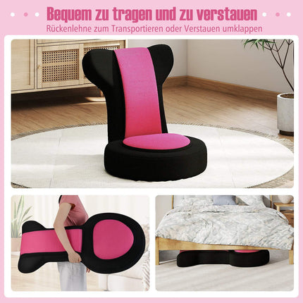 Adjustable Floor Chair with Headrest & Backrest, Pink