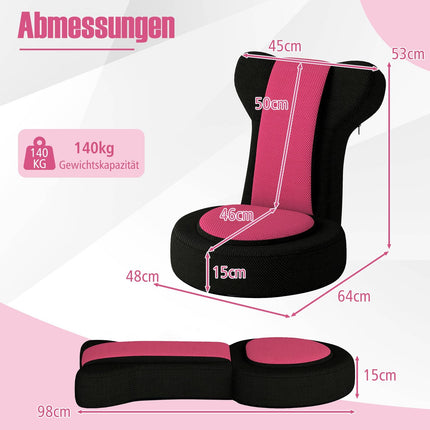 Adjustable Floor Chair with Headrest & Backrest, Pink