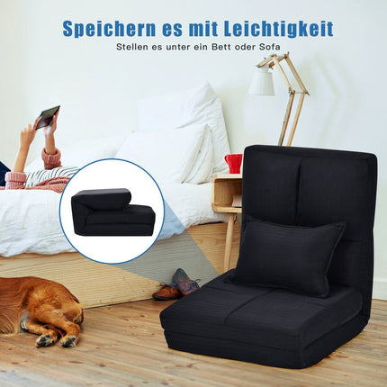 Adjustable Floor Chair with Soft Cushion, Black, 6 Positions