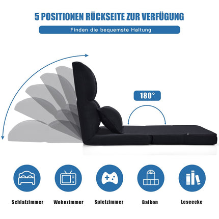 Adjustable Floor Chair with Soft Cushion, Black, 6 Positions