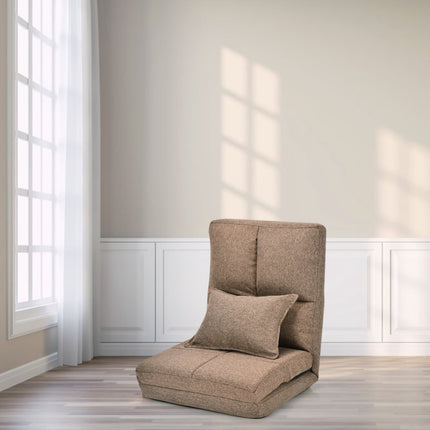 Adjustable Floor Chair with Soft Cushion, Brown, 6 Positions