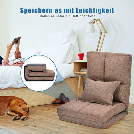 Adjustable Floor Chair with Soft Cushion, Brown, 6 Positions