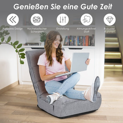 Adjustable Floor Gaming Sofa Chair with Backrest, Gray