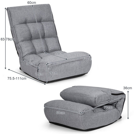 Adjustable Floor Gaming Sofa Chair with Backrest, Gray