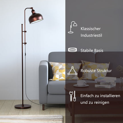 Adjustable Floor Lamp with Metal Frame, 180 Rotating Head