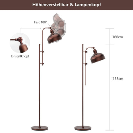 Adjustable Floor Lamp with Metal Frame, 180 Rotating Head