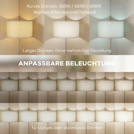 Adjustable Floor Lamp with Remote, Beige Fabric Shade