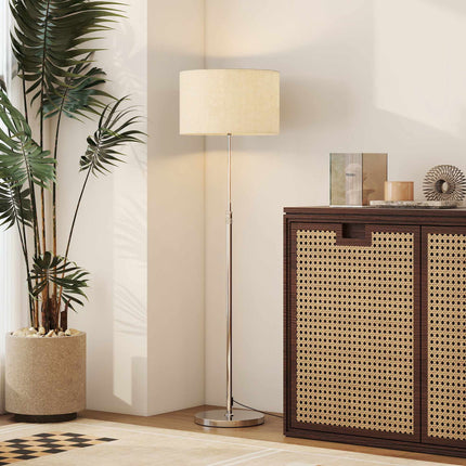 Adjustable Floor Lamp with Remote, Beige Fabric Shade