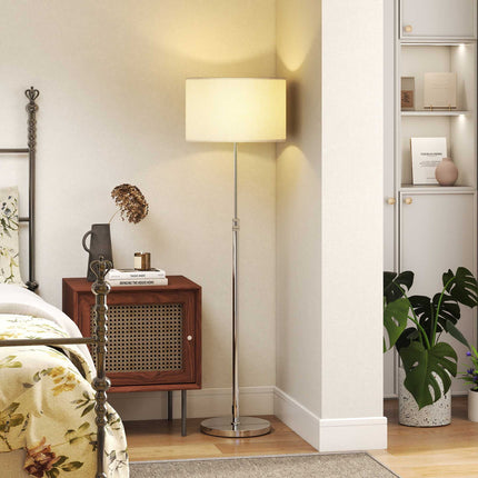 Adjustable Floor Lamp with Remote, Beige Fabric Shade