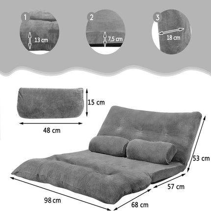Adjustable Floor Sofa, 6-Position Recliner, 178x98x18 cm, Gray