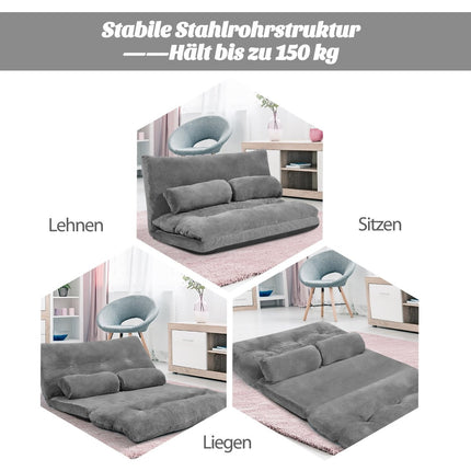 Adjustable Floor Sofa, 6-Position Recliner, 178x98x18 cm, Gray