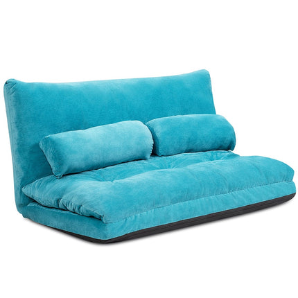 Adjustable Floor Sofa Bed with 2 Cushions, Blue