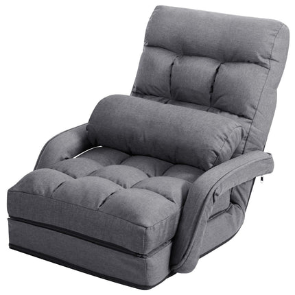 Adjustable Floor Sofa Bed with Reclining Backrest, Gray
