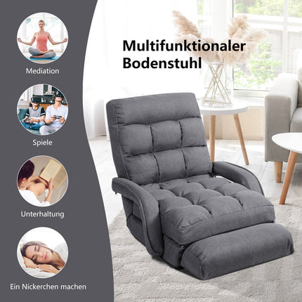 Adjustable Floor Sofa Bed with Reclining Backrest, Gray